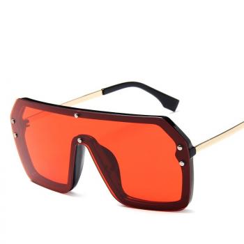 Trendy integrated large frame metal ocean Lens Sunglasses