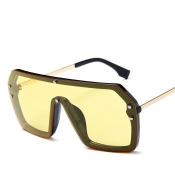 Trendy integrated large frame metal ocean Lens Sunglasses