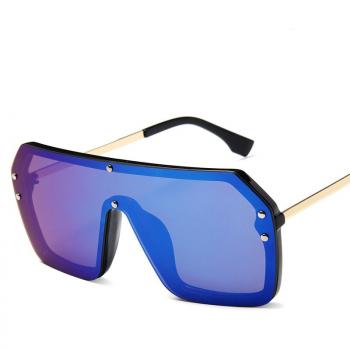 Trendy integrated large frame metal ocean Lens Sunglasses