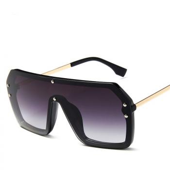 Trendy integrated large frame metal ocean Lens Sunglasses
