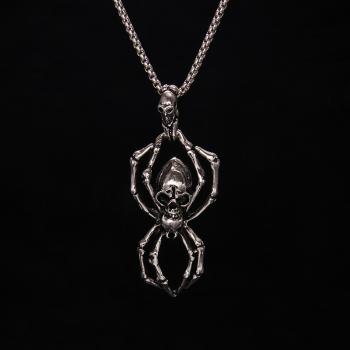 Men's hip-hop wild skeleton spider pendant punk style niche exaggerated personality necklace