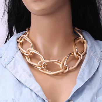 Punk pretty Gold Color Chain Choker Necklace Jewelry for Women Hip Hop Big Thick Chunky Clavicle Chain Necklace