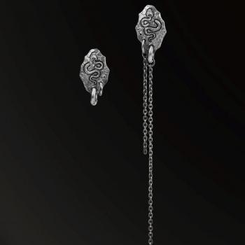 EARRINGS NEW DESIGNS FOSSIL HORN SNAKE EARRING IN 925 SILVER