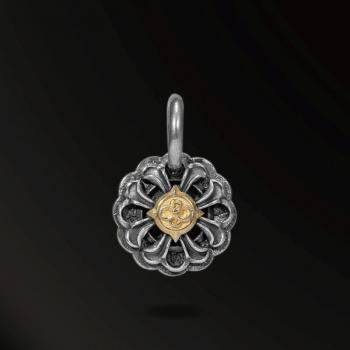 AMULET HORN SNAKES IMMORTAL FLOWER SNAKE AMULET IN 925 SILVER+18K GOLD