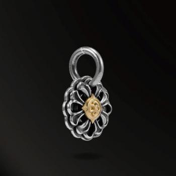 AMULET HORN SNAKES IMMORTAL FLOWER SNAKE AMULET IN 925 SILVER+18K GOLD