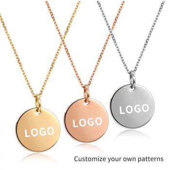 Customizable blank disc pendant hip hop carved round necklace accessories