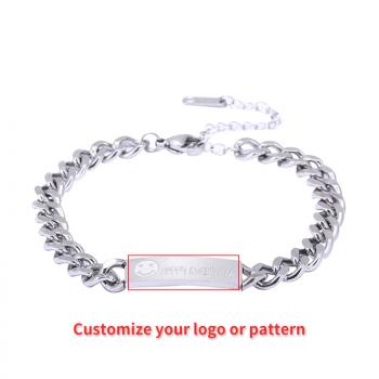 Custom Hip Hop simple Bracelet men's and women's all-in-one fashion metal bracelet