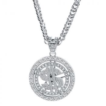 Hot selling dollar necklace hip-hop personality rotating pendant