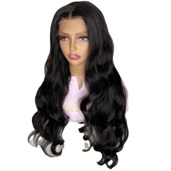 Women's front lace big wave wig with long curly hair and chemical fiber headgear