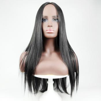 Women's medium length straight hair chemical fiber women's wig