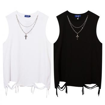 Necklace vest men's and women's street style hiphop loose sleeveless T-shirt Sports Top