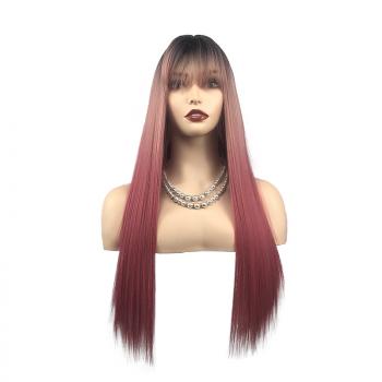 Matte silk black gradient dyed red women's long straight hair rose net cover
