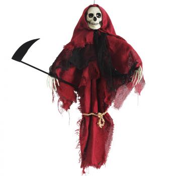 Halloween decorations Red cloth skull sickle Death pendant