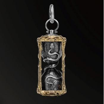 AMULET HORN SNAKES NEW DESIGNS INFINITE TIME HOURGLASS AMULET IN 925 SILVER