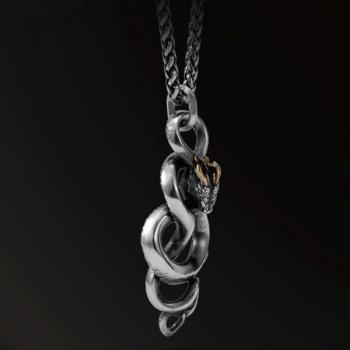 AMULET HORN SNAKES INFINITE HORN SNAKES AMULET IN 925 SILVER+18K GOLD