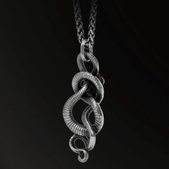 AMULET HORN SNAKES INFINITE HORN SNAKES AMULET IN 925 SILVER+18K GOLD