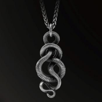 AMULET HORN SNAKES INFINITE HORN SNAKES AMULET IN 925 SILVER+18K GOLD