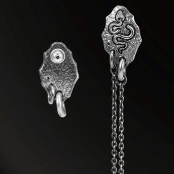 EARRINGS NEW DESIGNS FOSSIL HORN SNAKE EARRING IN 925 SILVER