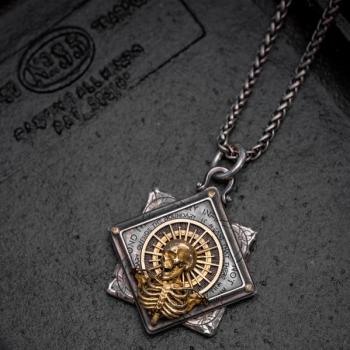 AMULET NEW DESIGNS SOUL REBIRTH HOLY LIGHT SKULL AMULET IN 925 SILVER