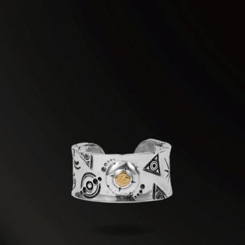 BRANDING SYMBOL RING IN 925 SILVER+18K GOLD