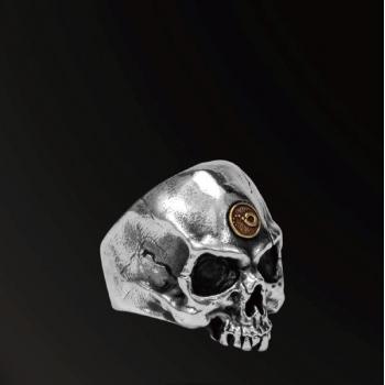 SOUL REBIRTH SKULL RING IN 925 SILVER+18K GOLD