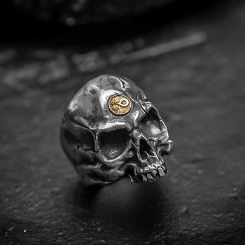 SOUL REBIRTH SKULL RING IN 925 SILVER+18K GOLD