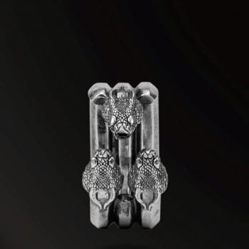 HORN SNAKES THREE–HEADED HORN SNAKE WITH GEMS RING IN 925 SILVER