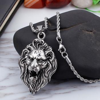 Men's aggressive personality fashion brand titanium steel lion head pendant