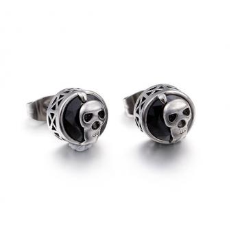 Skull series domineering diamond studded skull titanium steel earrings