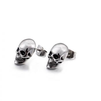 Men's titanium steel skull ghost earrings