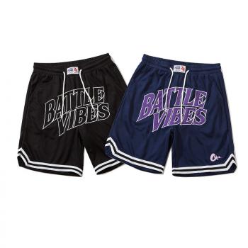 Vintage lettered embroidered basketball shorts men's and women's loose hip hop sports pants