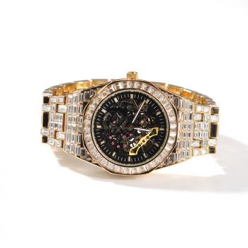 Hip hop leisure sports men's Square diamond mechanical wrist watch
