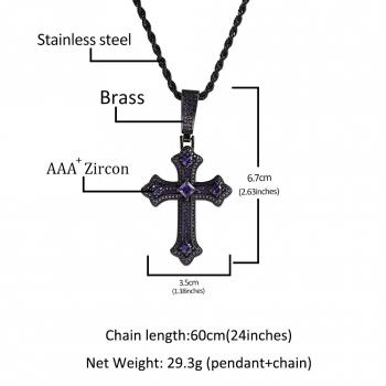 Hip Hop Cross Diamond Pendant Necklace Retro Small Versatile Necklace