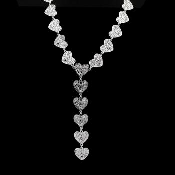 Alloy Full Diamond Heartbreak Necklace Love Connection Necklace