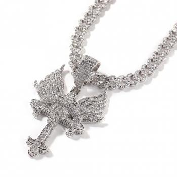 Hip Hop Cross Necklace Small Creative Angel's Wing Pendant Necklace