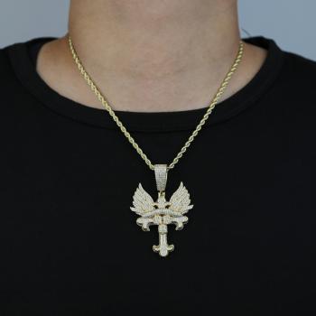 Hip Hop Cross Necklace Small Creative Angel's Wing Pendant Necklace