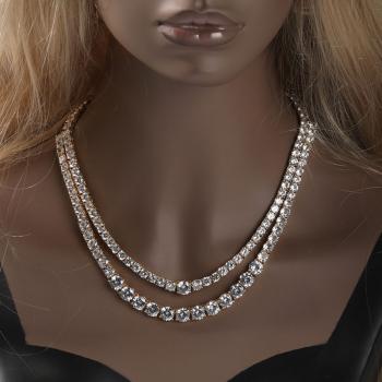 Zircon clavicle chain double layered overlay Necklace hip hop trendy single row diamond sweater chain