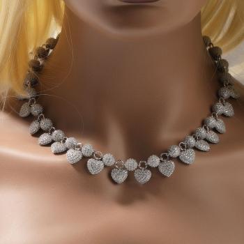 Hip Hop Zircon Bead Chain with Diamond Heart Fashion Necklace