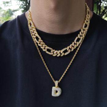 Hip Hop Iced Out Figaro Necklace Magnet Clasp Gold Plated Cuban Link Chain Necklace Mens