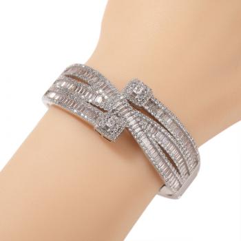 Hip Hop Gold Plated Diamond Bracelet Iced Out Cubic Zirconia Bracelet Jewelry Miami Baguette Bracelets Bangle For Women