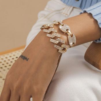 Hot Selling Fashion Jewelry Rhinestone Cuban Chain Bracelet Lady Bracelet