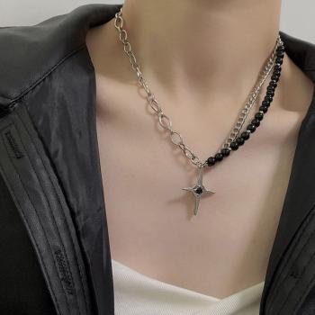 Hip hop cross pendant necklace design sense clavicle chain