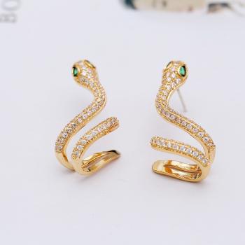 S925 silver needle snake clip earrings