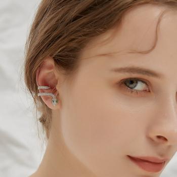 S925 silver needle snake clip earrings